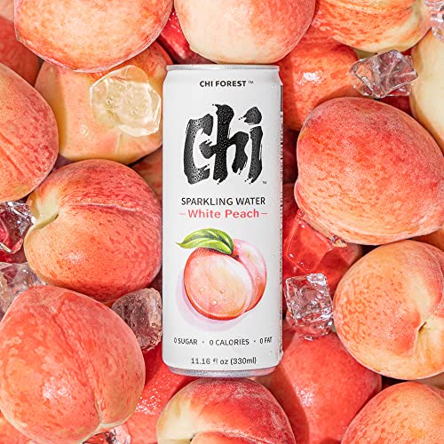 GENKI FOREST Flavored Sparkling Water White Peach, 11.15 fl oz Cans(pack of 24) - White Peach - 11.15 Fl Oz (Pack of 24)