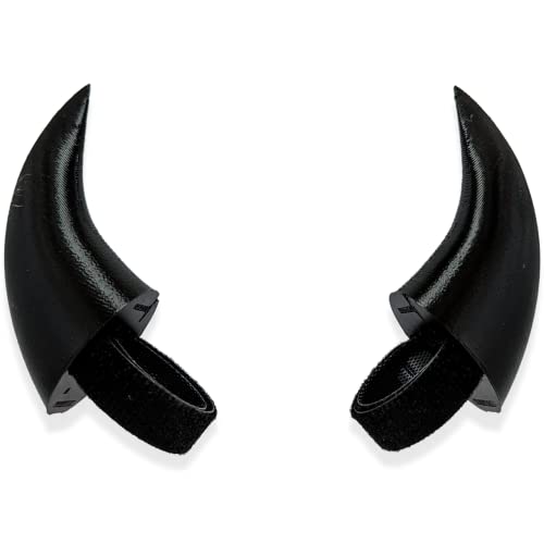 BeamTeam3D Demon Horns for Headphones - Small Devil Headphone Attachment in Various Colors with Self Fastener - Cosplay Devil Ears for Gamers and Streamers (Set of 2) (Black) - Black