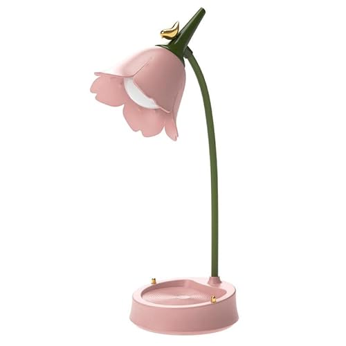 Flower LED Desk Lamp Cordless Table Light Adjustable Gooseneck Dimmable Touch Rechargeable Battery Student Bedroom Room Lighting Table Light House Decor (Pink) - Pink