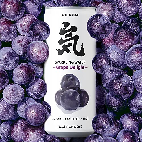 GENKI FOREST Flavored Sparkling Water, Grape Delight, 11.15 fl oz Cans(pack of 24)…… - Grape Delight - 11.15 Fl Oz (Pack of 24)