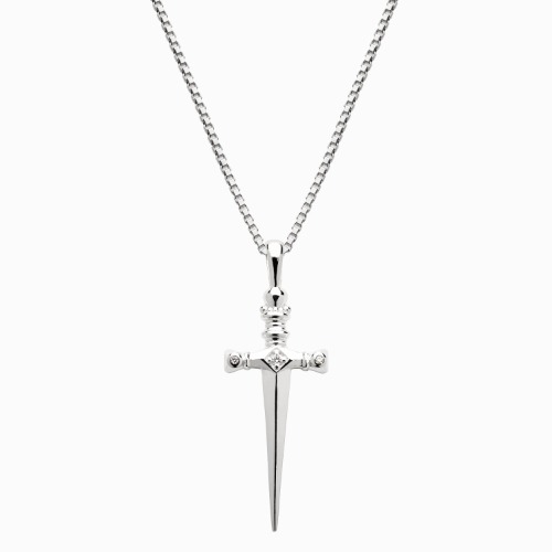 Diamond Sword Necklace - Sterling Silver / 20"-22"