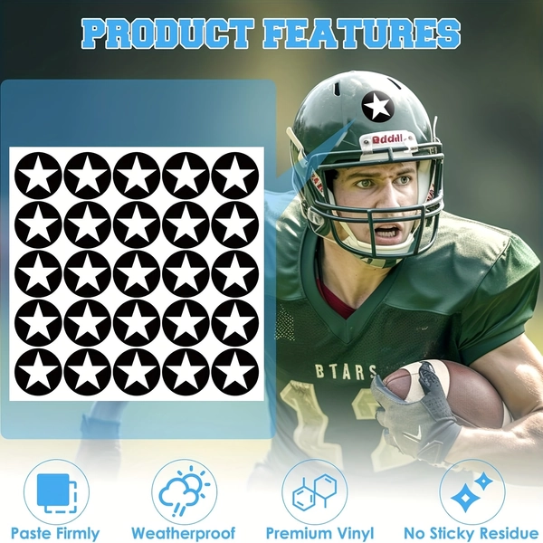2pcs Sports Helmet Stickers, Sport Star Decals, Waterproof Vinyl Youth Football Helmet Stickers For Baseball, Softball, Hockey, Lacrosse