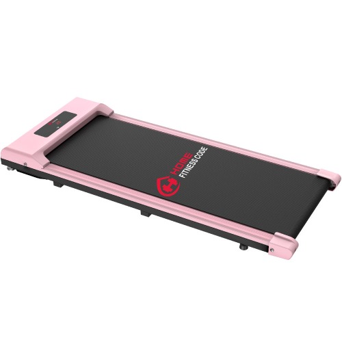 Space Saving Motorised Treadmill Walking Machine with LCD Display | Pink / Without Handrail / Without Mat