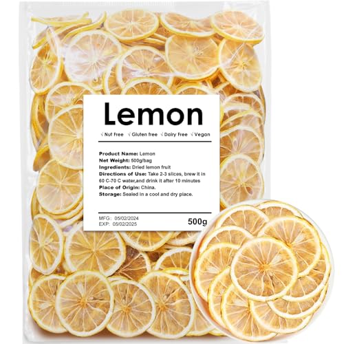 Dehydrated Dry Lemon For Cocktails, Dried Lemon 17.6oz/500g, 100% Natural & No Additives,No Sugar Added (17.6 oz)