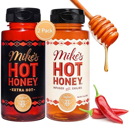 Mike's Hot Honey Original & Extra Hot Combo, America's #1 Brand of Hot Honey, Spicy Honey, All Natural 100% Pure Honey Infused with Chili Peppers, Gluten-Free, Paleo-Friendly (10oz Bottle, 2 Pack) - Original & Extra Hot - 5 Ounce (Pack of 2)