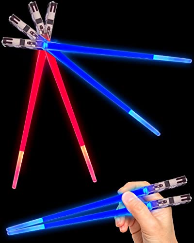 Lightsaber Chopsticks Light Up, Starwars Chopsticks Light Up, Mini Lightsaber, Fun Chop, Cool Chopsticks, Light Saber Chopsticks, Led Chopsticks, 2 PAIRS, Blue Red (Frosted Tips) - Frosted Tips