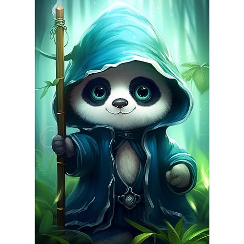 DIUJHUUY 5D Diamond Painting Kits,Digital Drawing Kits,Diamond Art Accessories,DIY Arts Craft Supply for Adults, Children's Beginners, Home Wall Decoration Gifts - Cartoon (Bamboo Stick Panda) - Bamboo stick panda