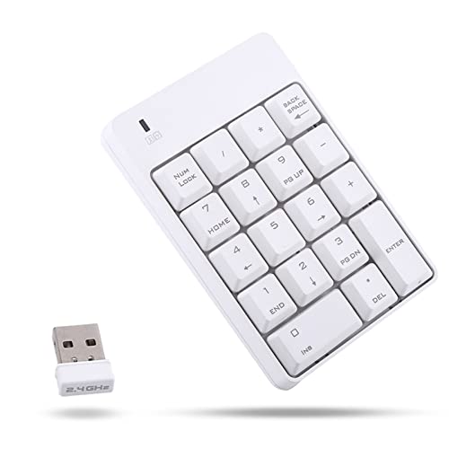 Number Pad, USB Numeric Keypad,18 Key Mini Portable Data Entry Number Pad for Laptop Desktop PC Computer (White) - White