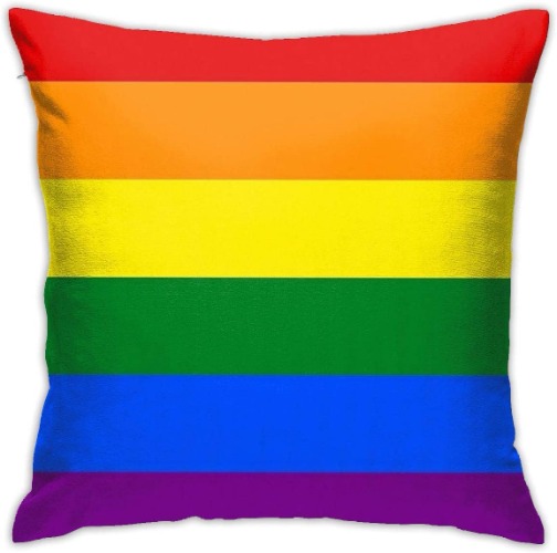Gay Pride Rainbow Flag Cushion Throw Pillow Cover Decorative Pillow Case For Sofa Bedroom Fundas para Almohada 24x24Inch(60cmx60cm)