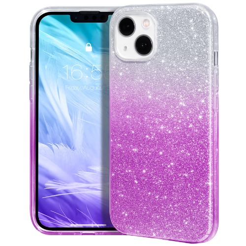 MATEPROX Funda Compatible con iPhone 13 Funda Carcasa Purpurina Brillante Rígida Antideslizante para Mujeres Fundas Protector para iPhone 13 6,1” 2021-Lila Degradado