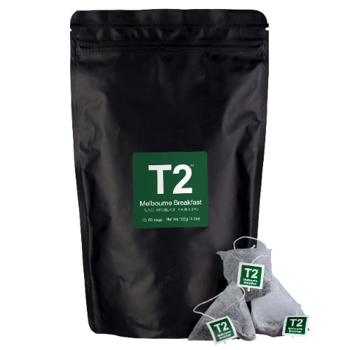 T2 Tea Melbourne Breakfast Black Tea Bags in Resealable Foil Refill Bag, 60 count - 60 Count (Pack of 1)