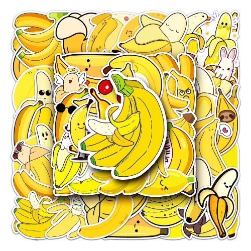 Banana Stickers,50 Pcs Fruit Banana Graffiti Vinyl Waterproof Decals for Water Bottles Computer Bicycle Skateboard Luggage Phone Pad Laptop Kids Teens Adults Stickers Pack - Banana