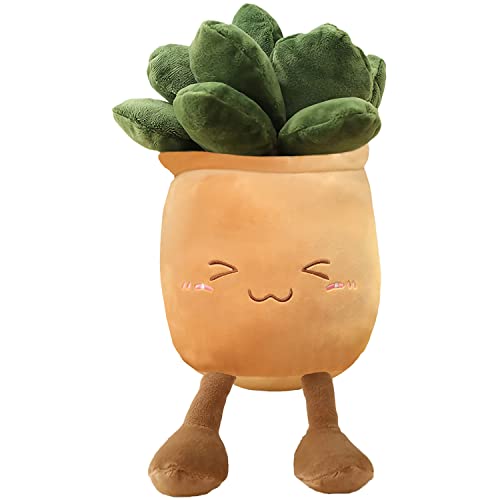 SQEQE Plant Plush Toy, Plant Stuffed Animals Succulents Plush Pillow Decoration, Soft Plant Plush Pillow, Succulents Plant Throw Pillow Gift for Kids Boys Girls (Smile 1, 9.5'') - Small(9.5 inch) - Smile 1