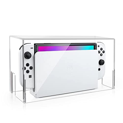 Onrier Transparent Dust Cover for Nintendo Switch & Switch OLED Charging Dock,Anti Scratch Waterproof Protective Clear Acrylic Cover Sleeve Display Box and Entirely Dust Proof ANT25