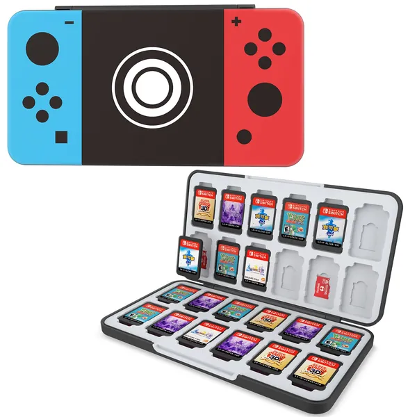 HEIYING Game Card Case for Nintendo Switch&Switch OLED&Switch Lite Game Card or Micro SD Memory Cards,Custom Pattern Switch Game Memory Card Storage with 24 Game Card Slots and 24 Micro SD Card Slots. - Classic Buttons