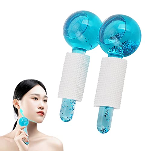 Aifounds Facial Ice Globes, 2 PCS Ice Face Roller for Cold Skin Massages, Durable Quartz Glass Ice Roller Balls for Face Eye to Reduce Puffiness (Blue) - Blue
