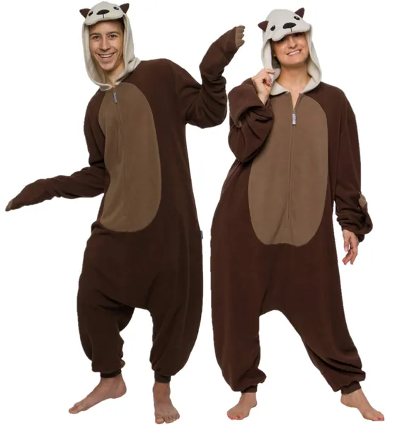 FUNZIEZ! Otter Costume - Adult Aquatic Animal One Piece - Large Brown
