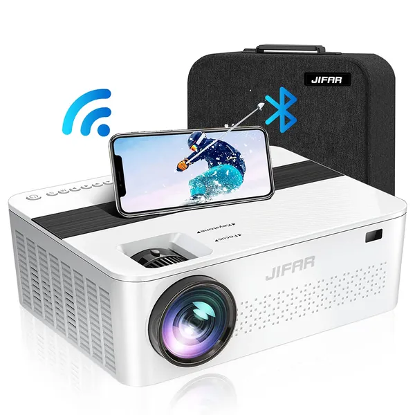 HD 1080P 5G WiFi Bluetooth Projector 4K with 450" Display,2022 Upgraded 10000 Lumen 4K Projector for Outdoor Movies,Support 4k,Dolby,Zoom,Correct Keystone ,Compatible W/ TV Stick,iOS,Android,PS5 - White