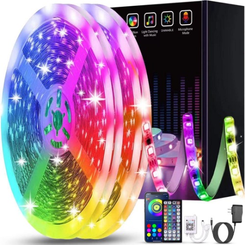 Leeleberd 80ft Led Strip Lights (2 Rolls of 40ft) Bluetooth Smart App Music Sync RGB Color Changing Led Light Strip with Remote and Power Adapter,Led Lights for Bedroom Room Home Decor Party Festival - 