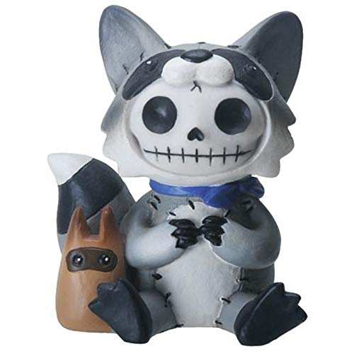 3 Inch Furrybone Bandit The Raccoon Figurine, Grey and Black Colored