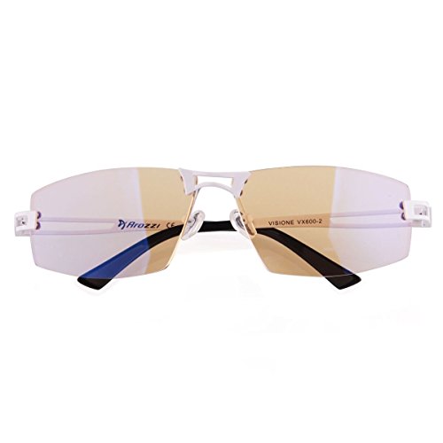 Arozzi Visione VX-600 Computer gaming glasses - Anti-glare, UV and Blue light protection, Eye strain relief, Comfortable gaming, Black (Model: VX600-2) - Black