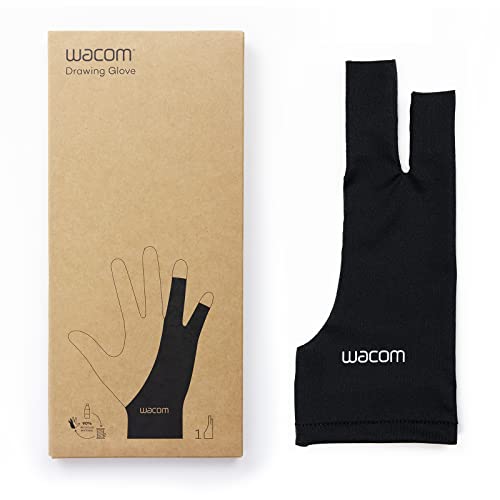 Wacom Drawing Glove – Handschuh zum Zeichnen auf dem Grafik-Display (für Rechts- und Linkshänder, Zeichenhandschuh, schwarz), Black, Unique size - Unique size - Glove