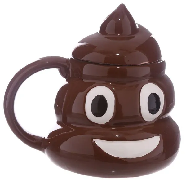 Caribou Living Emoji Poo Poop Novelty Funny Ceramic Mug Cup 450ml for Hot Drinks Tea Coffee Hot Chocolate