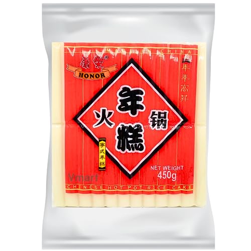Honor Natural Original Rice Cake Tteokbokki Topokki, Chinese, Korean, Japanese, Classic Gluten Free Vegan Vegetarian Halal Dish Ingredient, 1 Pack of 450g [Vmart] - Honor Rice Cake (Pack of 1)