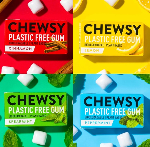 Chewsy Flavour Collection | Natural + Plastic-Free Chewing Gum | Sugar-Free + Aspartame-Free | 100% Xylitol + Tooth Friendly | Vegan 15g (Pack of 12, 120 Pieces)