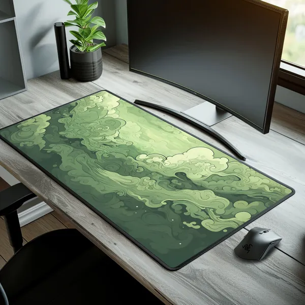 Primordial Earth Desk Mat, Swirling Sage Green Mousepad, Matcha Tea Mouse Pad, Cute Desk Mat, Desk Mat Aesthetic, Larger Gaming Mouse Pad