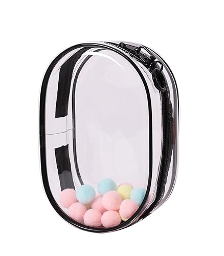 Yushen Large Clear Figure Display Bag with Keychain Blind Box Keychain Case Lipsticks Carrying Case Keychain Pouch Charms for Collectibles - Black - Large - Oval