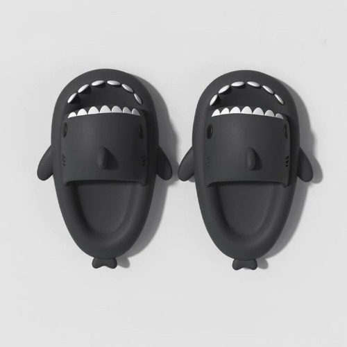The Original Shark Slides | Super Soft, Comfy, Silent & Anti-Slip | Carbon Gray / Women's 8-9; Men's 6.5-7.5