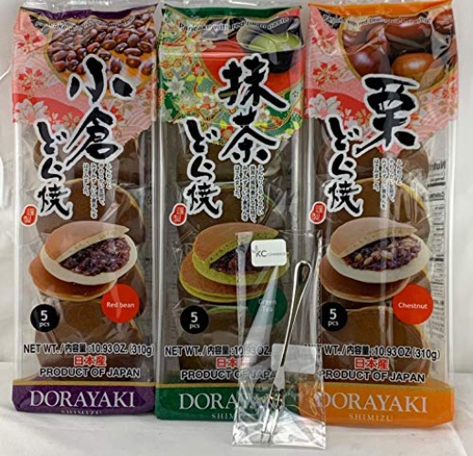 Japanese Dorayaki Baked Bean Cake Pack of 3 ( 15 pcs Total ) 32oz Product of JAPAN (Variety Pack of 3) - 10.93 Ounce (Pack of 3)