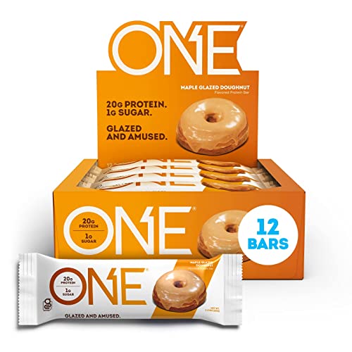 ONE Protein Bars, Maple Glazed Doughnut, Gluten-Free Protein Bar with 20g Protein and only 1g Sugar, Snacking for High Protein Diets, 2.12 Ounce (12 Pack) - Maple Glazed Doughnut