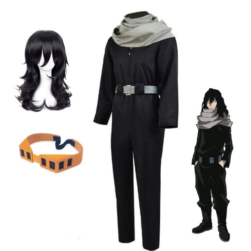 Anime Boku No Hero / My Hero Academia Eraserhead Shota Aizawa Cosplay Full Set Costume With Wigs and Glasses | XL / Male