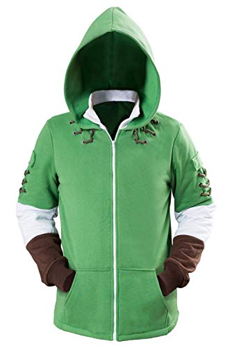 Ya-cos Link Cosplay Hooded Zipper Coat Jacket Green - X-Large - Green