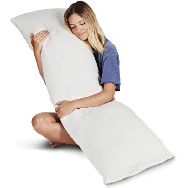 Snuggle-Pedic Full Body Pillow for Adults - GreenGuard Gold Certified 20 x 54 Long Pillow w/ Shredded Memory Foam Kool-Flow Pillow Cover, Made in The USA