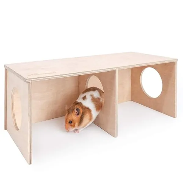 Niteangel Hamster Secret Peep Shed 2-Chamber Hideout & Tunnel Exploring Toys (Large - for Syrian Hamster) - Large - for Syrian Hamster