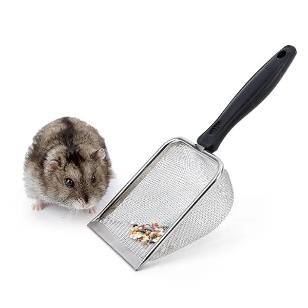 Niteangel Hamster Sand Bath Scoop: - Stainless Steel Sand Substrate Shovel Fine Mesh Metal Sifter Scooper fits Small Animal sandbath Box (Small Scoop) - Small Scoop