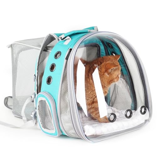 LOLLIMEOW Pet Carrier Backpack, Bubble Backpack Carrier, Cats and Puppies,Airline-Approved, Designed for Travel, Hiking, Walking & Outdoor Use (Dual Expandable-Green) - Dual Expandable-Green