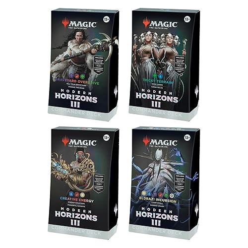 Magic: The Gathering Modern Horizons 3 Commander Deck Bundle - Includes All 4 Decks (Graveyard Overdrive, Tricky Terrain, Creative Energy, and Eldrazi Incursion) - All 4 Decks
