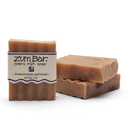 Indigo Wild Zum Bar Goat's Milk Soap - Mother's Day Gift - Frankincense-Patchouli - 3 oz (3 Pack) - Frankincense-Patchouli - 3 Ounce (Pack of 3)