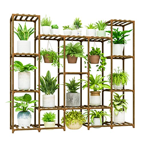 Bamworld Large Plant Stand Indoor Plant Shelf Outdoor Hanging Plant Holder for Living Room Outdoor Plant Rack Indoor Multiple Plants Patio Balcony Garden - F-Large Cabinet