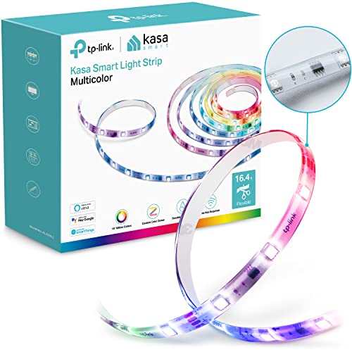 Kasa Smart LED Light Strip, 50 Color Zones RGBIC, 16.4ft Wi-Fi LED Strip Works w/Alexa, Google Assistant & SmartThings, High Brightness, 16M Colors, PU Coating, Trimmable, 2 Yr Warranty (KL420L5) - Smart Light Strip w/ 50 Colour Zones - 16.4 ft.