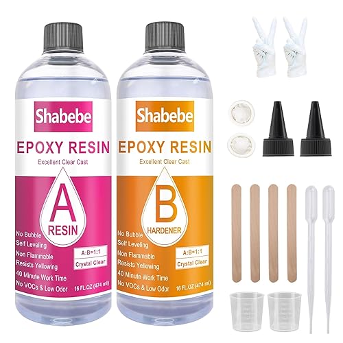 Epoxy Resin, 32OZ Resin Kit, Epoxy Resin Crystal Clear-Not Yellowing and No Bubble Self Leveling Easy Mix 1:1 Casting & Coating for DIY Jewelry Making of The Art Resin & Epoxy Resin (32oz) - 32oz