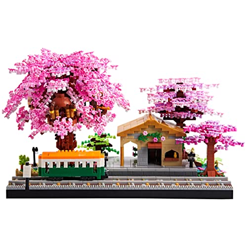Sakura Tree House Building Set Micro Blocks for Adults, Japanese Cherry Blossom Mini Bricks Model Kit City Architecture Toy for Girls - Japanese Tree House Bus