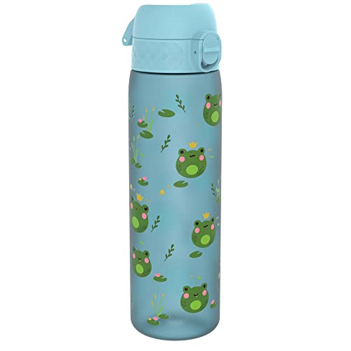 Ion8 Water Bottle, 500 ml/18 oz, Leak Proof, Easy to Open, Secure Lock, Dishwasher Safe, BPA Free, Hygienic Flip Cover, Carry Handle, Easy Clean, Odour Free, Carbon Neutral, Playful Pond Design