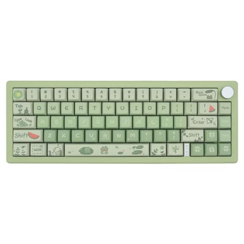 Cmokifuly Green Frog Cute Keycaps MDA Profile Keycaps,Custom PBT Keycaps for Mechanical Keyboard,Cute Keycaps with148 Keys Dye-Sub for ANSI&Extra Enter (Green) - Green Frog