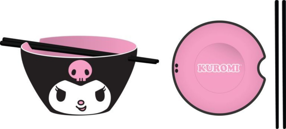 Kuromi Ceramic Ramen Bowl with Chopsticks