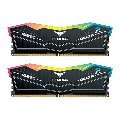 TEAMGROUP T-Force Delta RGB DDR5 Ram 64GB (2x32GB) 6000MHz PC5-48000 CL38 Desktop Memory Module Ram for 600 700 Series Chipset XMP 3.0 Ready Black - FF3D564G6000HC38ADC01 - 64GB(2x32GB) - DDR5 6000MHZ 38-38-38-78 - Black